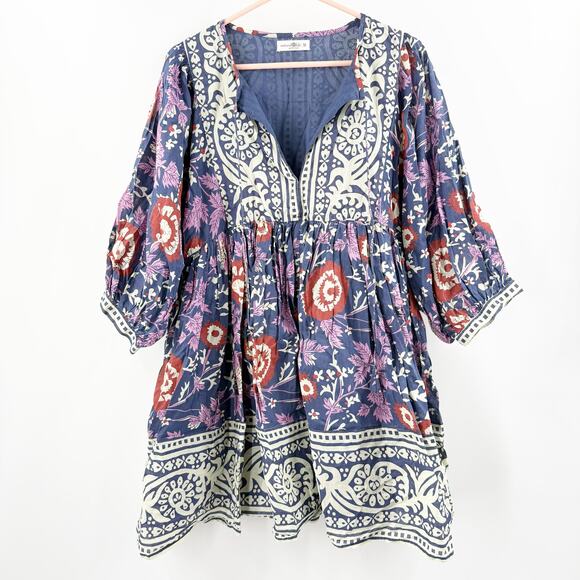 Natural Life Dress Size Medium Abbie Tunic Mini 100% Cotton Boho Floral Swing - Picture 2 of 15